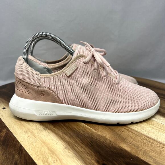 Kizik Madrid Women's 7 Wide Eco Knit Pink White Hands Free Slip On Shoe Sneakers - Picture 1 of 8